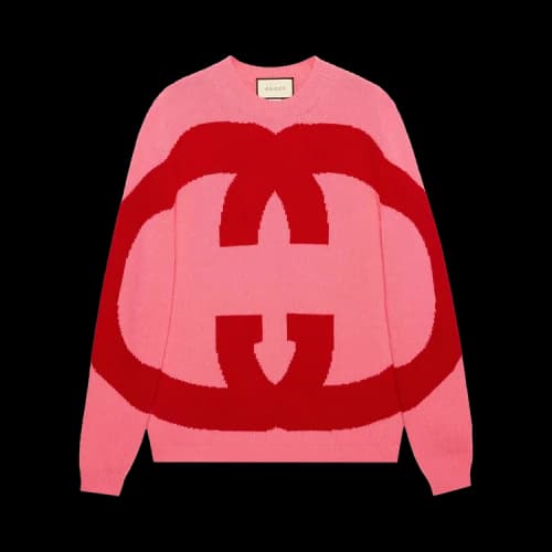 Gucci GG Logo Intarsia Oversized Wool Sweater 'Pink'