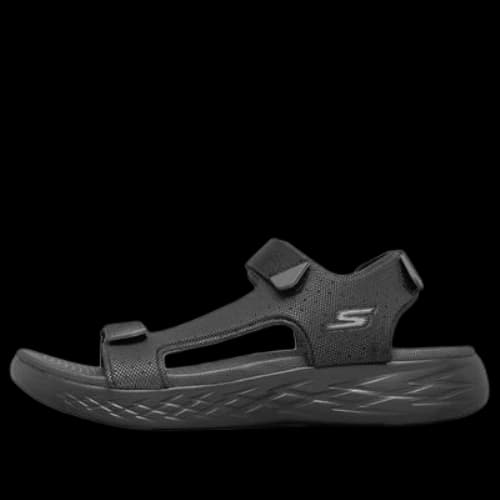Skechers On The Go 600 Velcro Outdoor Open Toe Flat Heel Sports Full Black Sandals