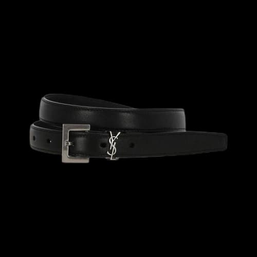 Saint Laurent Cassandre Thin Belt With Square Buckle 'Noir'