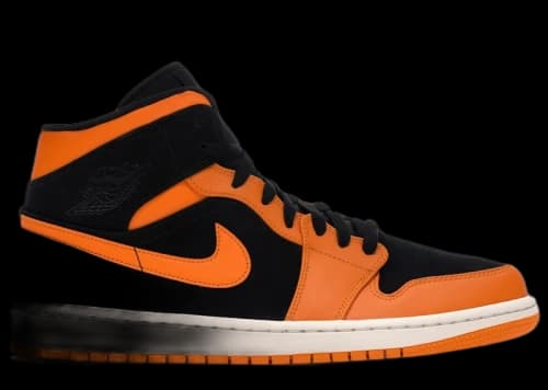 Jordan 1 Mid Black Orange Peel