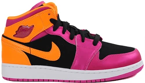 Jordan 1 Retro Mid Black Fusion Pink Bright Citrus (GS)