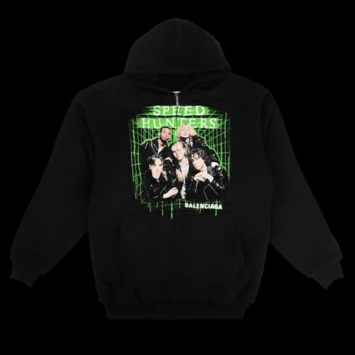 Balenciaga Speed Hunters Zip Up Hooded Sweatshirt 'Black'