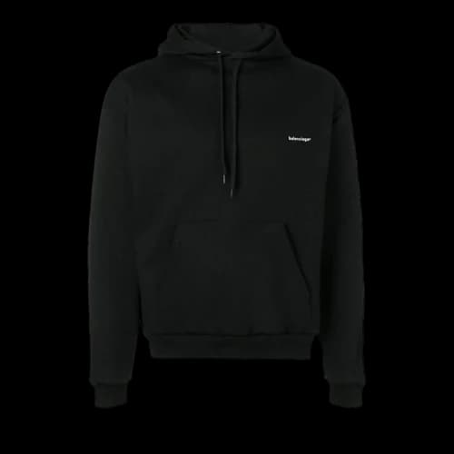 Balenciaga Small Contrast Logo Print Hoodie 'Black'