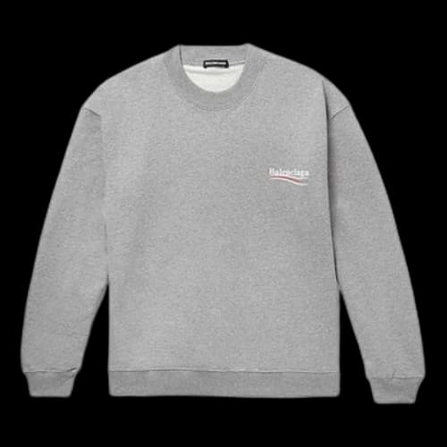 Balenciaga Micro Mark Alphabet Pattern Round Neck Pullover Gray