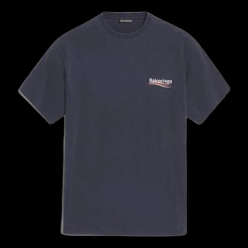 Balenciaga Logo Pattern Short Sleeve Unisex Navy Blue