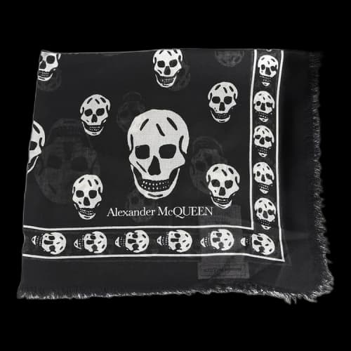 Alexander McQueen Skull Silk Blend Scarf 'Black/White'