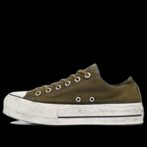 Converse Chuck Taylor All Star Canvas Rust Platform Low Top Thick Sole Dirty Shoes Army Green (Women's)