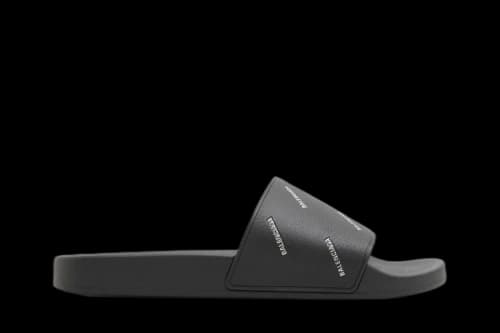 Balenciaga Pool Slides 'Repeat Logo - Black Silver'