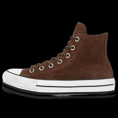 Converse Chuck Taylor All Star Platform Suede High Top Suede Thick Sole White Brown (Women's)