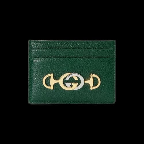 Gucci Grainy Leather Zumi Card Case Wallet 'Vintage Green'