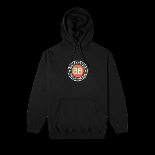 Balenciaga Logo Printed Hoodie 'Black/Chalky White'