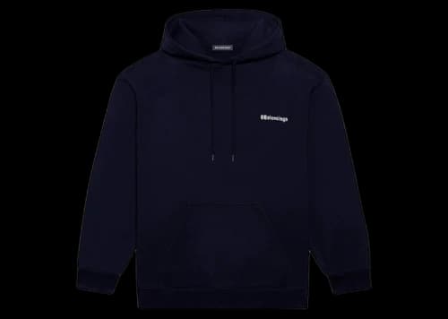 Balenciaga Logo Medium Fit Hoodie Marine Blue/White