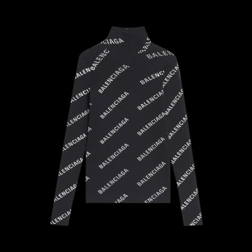 Balenciaga All Over Logo Turtleneck 'Black'