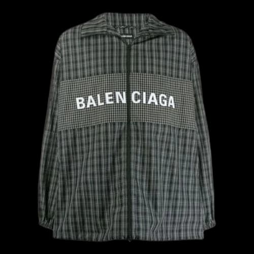 Balenciaga Checkered Nylon Track Suit Jacket 'Black'