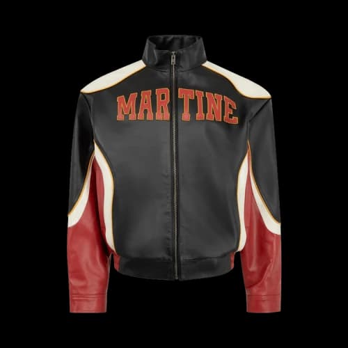 Martine Rose Superbowl Leather Jacket 'Black/Red'