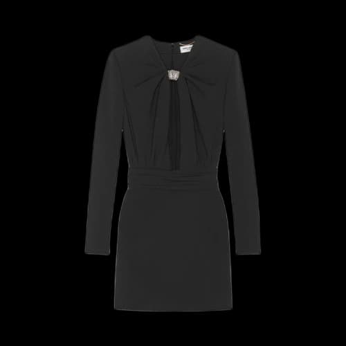 Saint Laurent Embellished Cut Out Mini Cocktail Dress 'Noir'