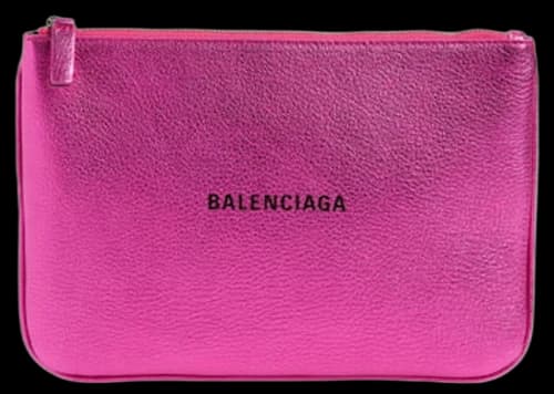 Balenciaga Everyday Leather Pouch Metallic Pink