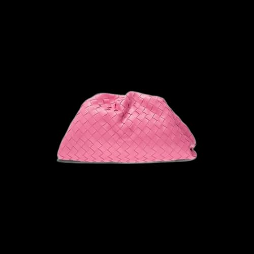 Bottega Veneta The Pouch Soft Oversize Clutch In Woven Leather 'Pink/Silver'