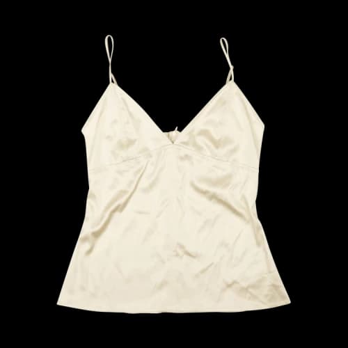 Bottega Veneta Satin Spaghetti Strap Tank Top 'Chalk'