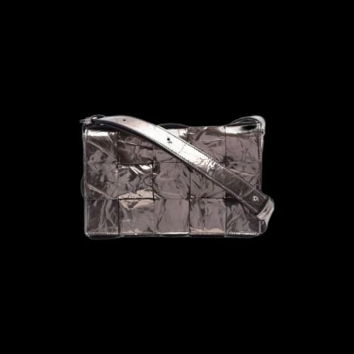 Bottega Veneta Metalized Crinkle Leather Bag 'Anchor/Black/Silver'