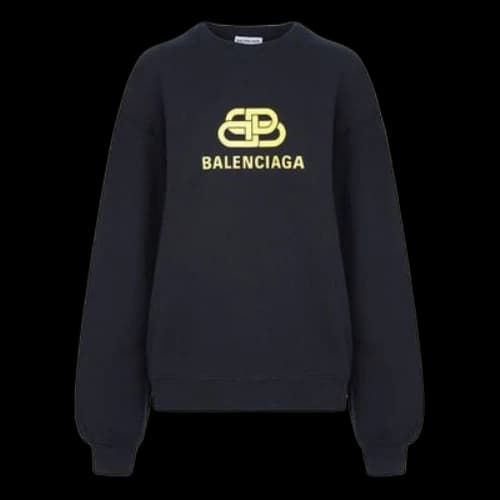Balenciaga SS21 Logo Loose Swea Round-neck Long Sleeve Black (Women's)