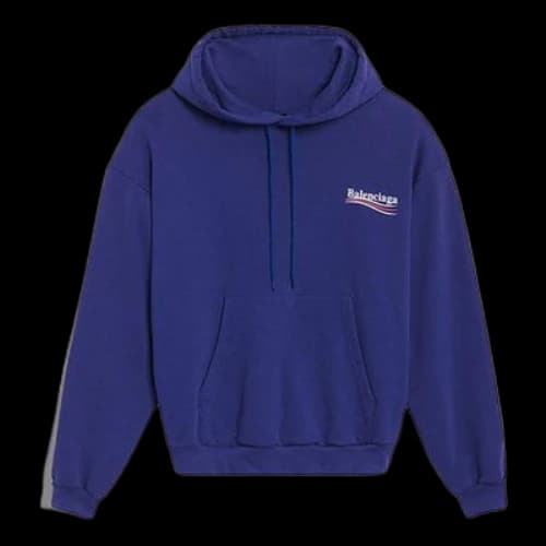 Balenciaga Loose Cotton Hoodie Blue (Women's)
