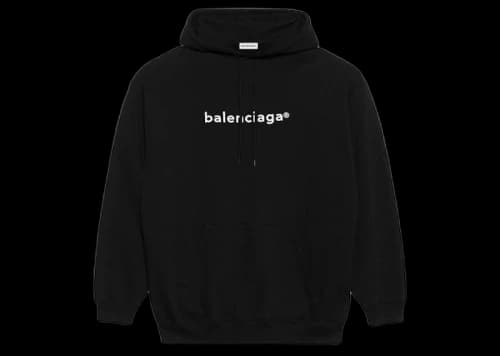 Balenciaga Womens New Copyright Medium Fit Hoodie Black