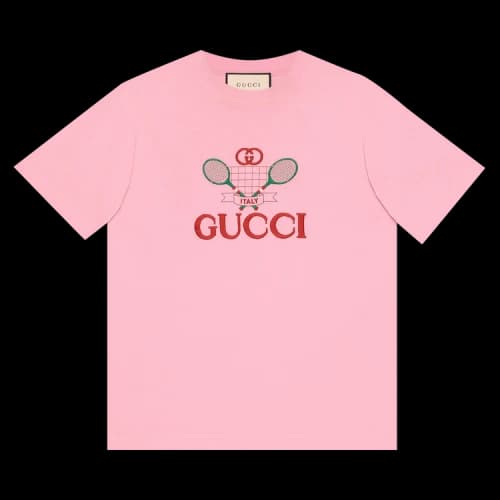 Gucci Tennis Emboidered Oversize Cotton T-Shirt 'Sugar Pink'
