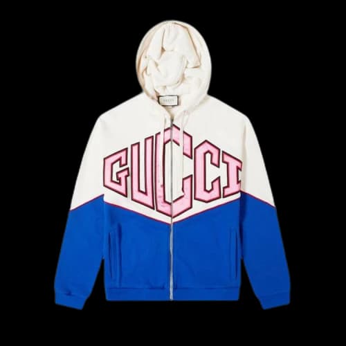 Gucci Diamond Zip Hoodie 'Natural/Navy/Red'