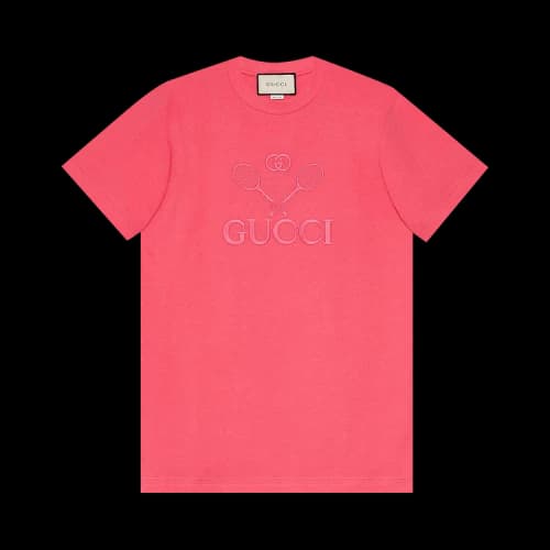 Gucci Tennis Emboidered Oversize Cotton T-Shirt 'Rose'