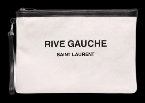 Saint Laurent Rive Gauche Zipped Pouch Off White/Black
