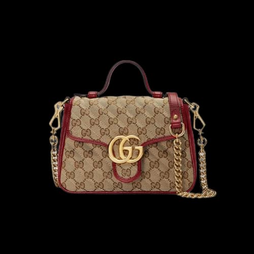 Gucci GG Marmont Mini Top Handle Bag 'Beige/New Cherry Red'