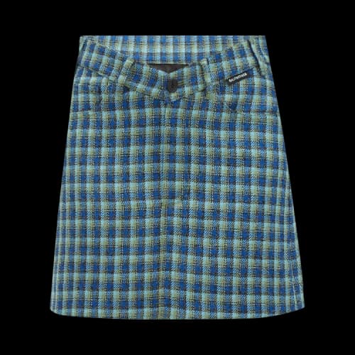 Balenciaga V Waist Checked Mini Skirt 'Blue/Azure'
