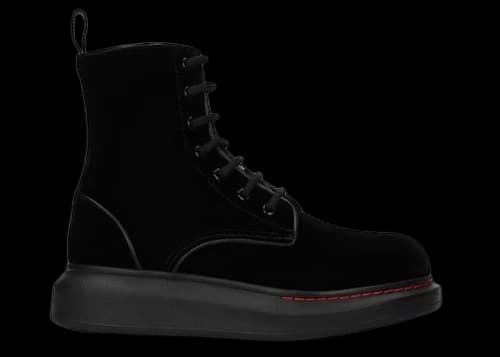 Alexander Mcqueen Hybrid Lace Up Boot Velvet Black (Women's)