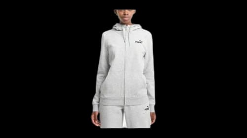 Puma Women's Ess Small Logo Full-Zip Hoodie Light Gray Heather