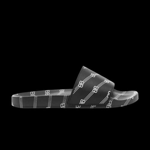 Balenciaga Pool Slides 'Allover Logo - Black'