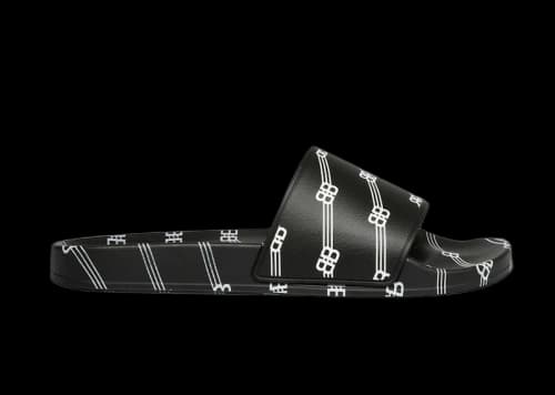 Balenciaga Pool Slides All Over Logo Black