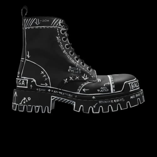 Balenciaga Strike Lace-Up Boot 'Marker Pen Print - Black' (Women's)
