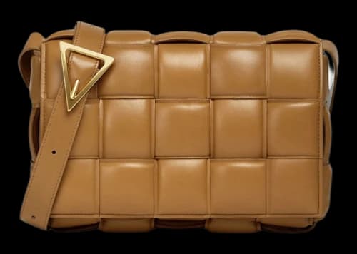 Bottega Veneta Padded Intreccio Cassette Crossbody Bag Caramel