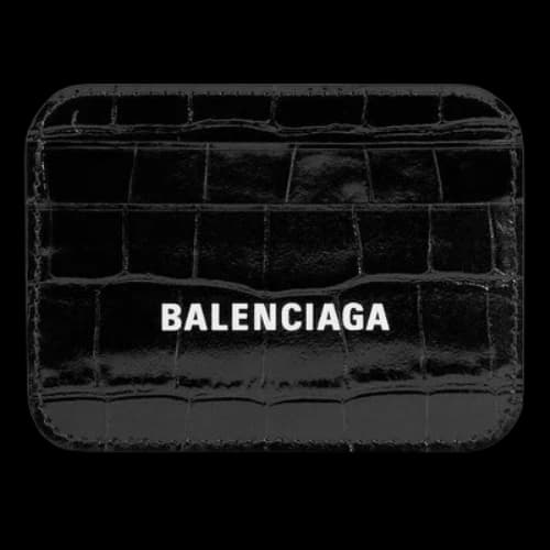 Balenciaga Cash Card Holder Crocodile Embossed 'Black White' (Women's)
