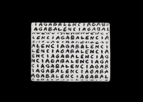 Balenciaga Allover Logo Print (4 Card Slots 1 Slip Pocket) Cash Card Holder White/Black