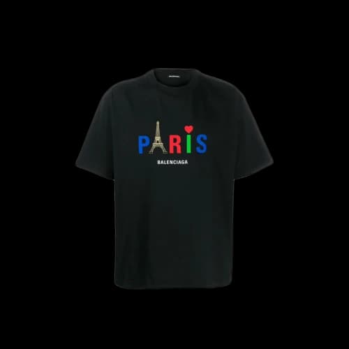 Balenciaga Paris Print T-shirt Tee Black