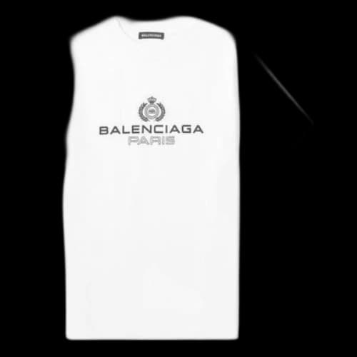 Balenciaga BB Paris Printing Round Neck Short Sleeve Retro Version White