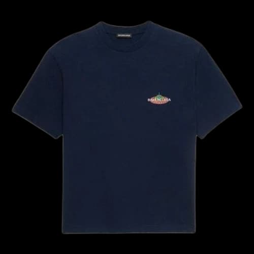Balenciaga Bonjour Balenciaga Cotton Crewneck T-Shirt 'Navy'