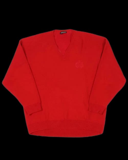 Balenciaga V Neck Logo Knitwear Red