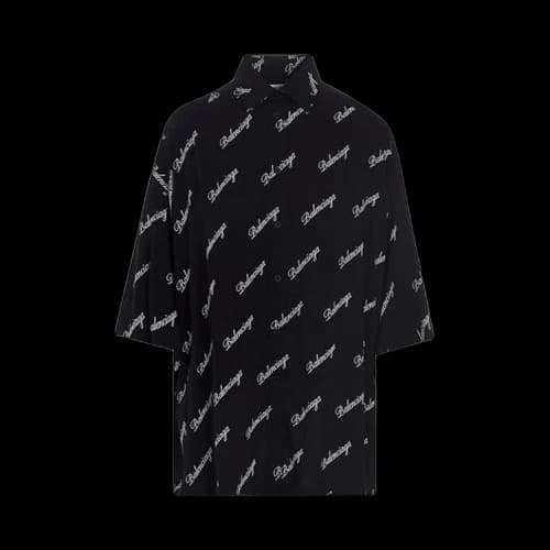 Balenciaga All Over Logo Shirt 'Black/White'