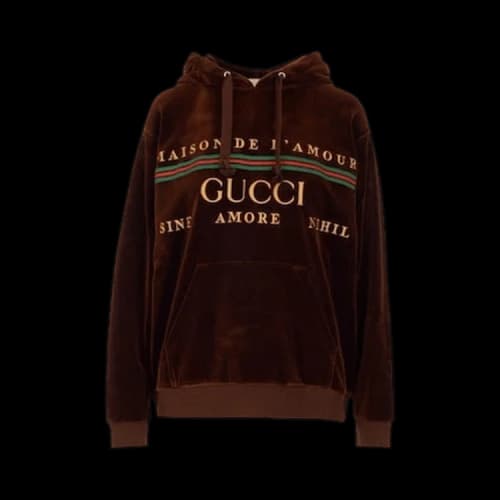 Gucci Emroidered Logo Hooded Sweatshirt 'Chocolate'