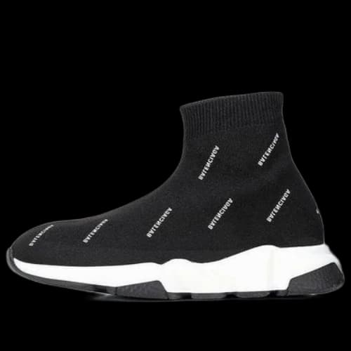 (GS) Balenciaga Speed 1.0 Sneakers 'White Logo Monogram Black Knit'