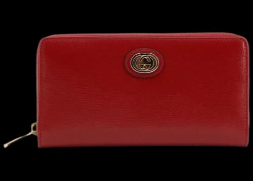 Gucci Zip Around Leather Wallet Red