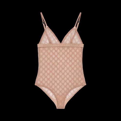Gucci GG Tulle Bodysuit 'Pale Pink'